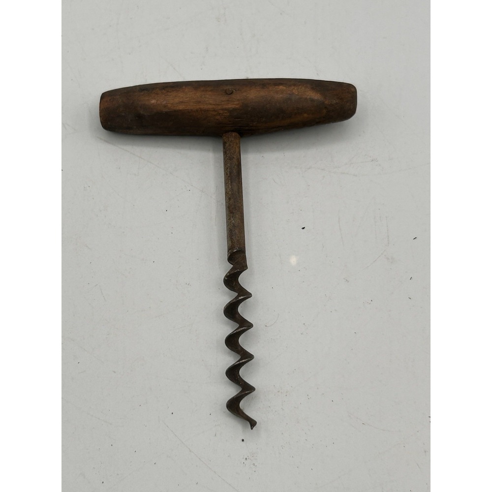 Vintage Direct Pull Corkscrew Bottle Opener W/ Wooden Handle